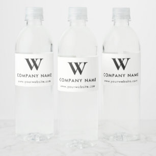 Minimal Promotional Business Company Logo Monogram Water Bottle Label