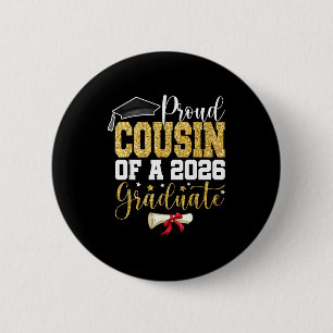 Minimal Proud Cousin 2026 Senior Graduate 6 Cm Round Badge
