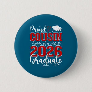 Minimal Proud Cousin Class 2026 Graduate 6 Cm Round Badge