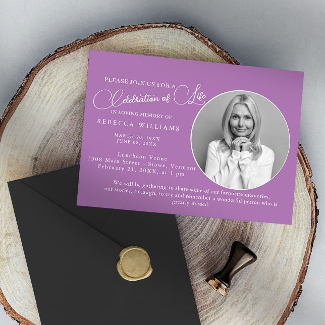 Minimal Purple Celebration of Life Invitation (Creator Uploaded)
