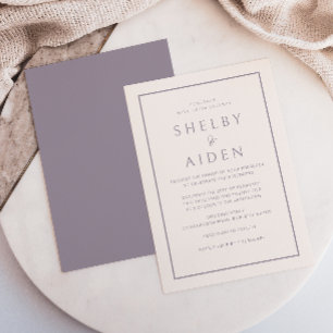 Minimal Purple Modern Wedding  Invitation
