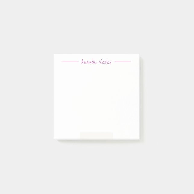 Minimal Purple Monogram Full Name Post-it Notes (Front)