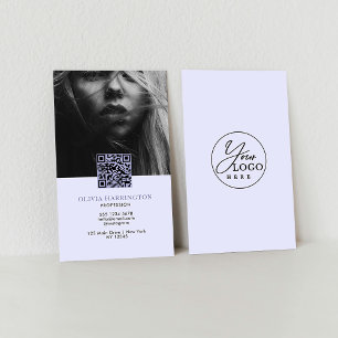 Minimal Purple Violet Photo QR Code Logo Business Card