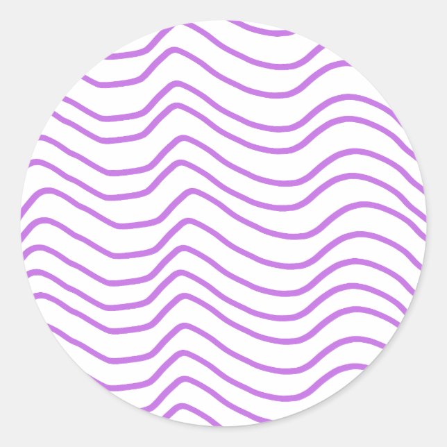 Minimal Purple Wavy Line Round Stickers (Front)