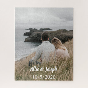 Minimal Puzzled Photo Couple Anniversary Custom Jigsaw Puzzle