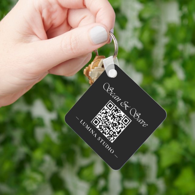 Minimal QR Code Loyalty Reward Key Ring (Hand)