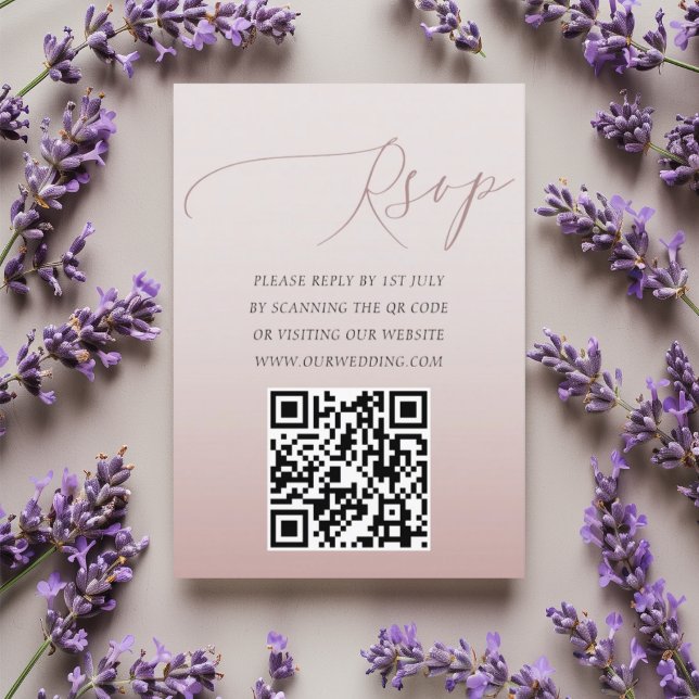 Minimal QR Code Rose Gold RSVP Wedding (Creator Uploaded)