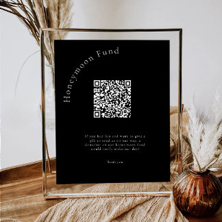 Minimal QR Code Weddding Honeymoon Fund Poster