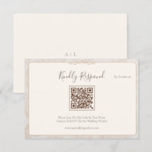 Minimal QR Code Wedding RSVP Card- Elegant ivory