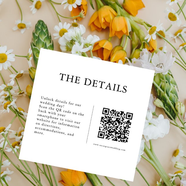 Minimal QR Code Wedding Website Online Details Enclosure Card (Creator Uploaded)
