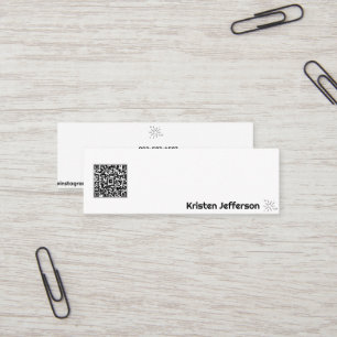 Minimal QR Code White Simple Star Mini Business Card