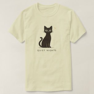 Minimal Quiet Nights Cat Design T-Shirt