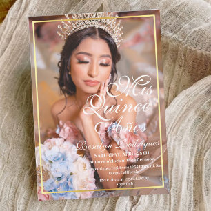 Minimal Quinceanera Elegant Photo Invitation