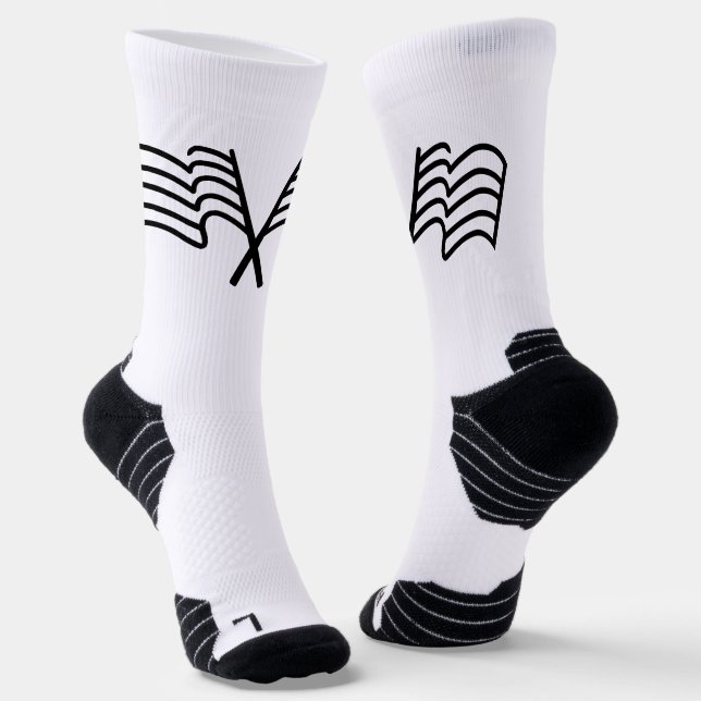 Minimal Racing Flag Sport Waving Socks (Angled)