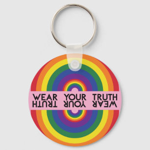 Minimal Rainbow Arch Modern Colourful Statement  Key Ring