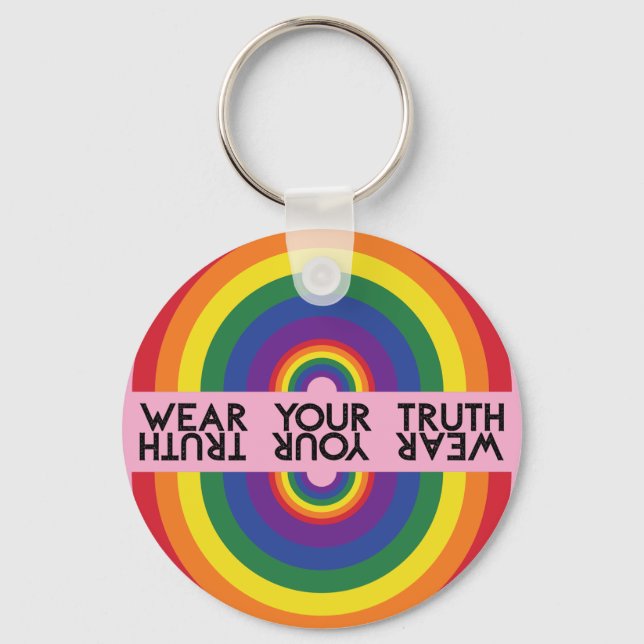 Minimal Rainbow Arch Modern Colourful Statement  Key Ring (Front)
