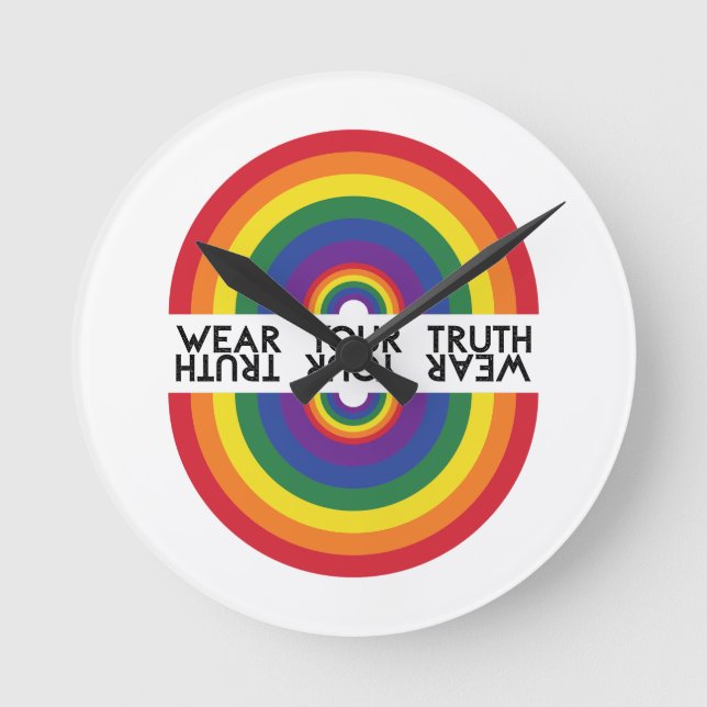 Minimal Rainbow Arch Modern Colourful Statement  Round Clock (Front)