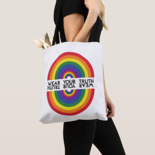 Minimal Rainbow Arch Modern Colourful Statement Tote Bag
