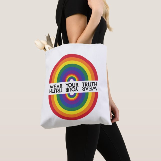 Minimal Rainbow Arch Modern Colourful Statement  Tote Bag (Close Up)
