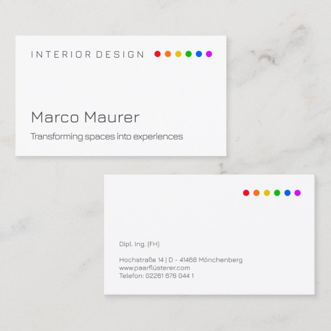 Minimal Rainbow Business Card with Pride Colors (Front/Back)