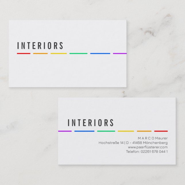 Minimal Rainbow Business Card with Pride Colours (Front/Back)