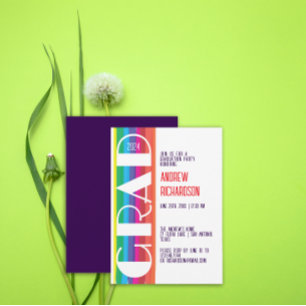 Minimal Rainbow Class of Year Graduation Announcement