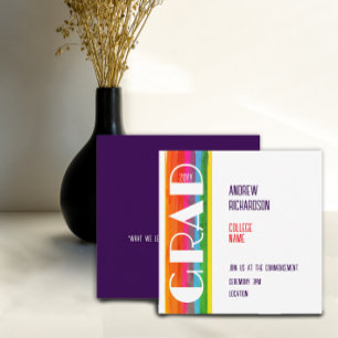 Minimal Rainbow Class of Year Graduation Flat Card