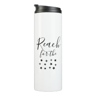 Minimal Reach For The Stars Black White Script Thermal Tumbler