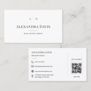 Minimal Real Estate Agent QR Code Business Card