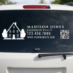 Minimal Real Estate Agent Rustic House Car QR Code