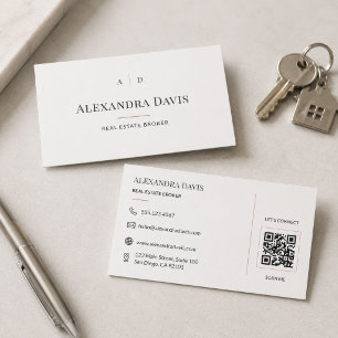 Minimal Real Estate Broker QR Code Business Card