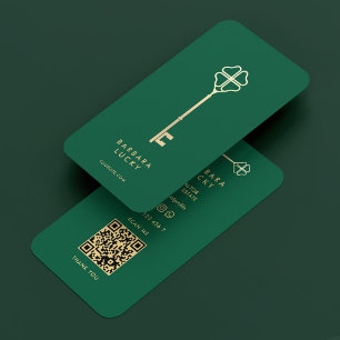 Minimal Real Estate Mortgage Hunter Green Key Business Card
