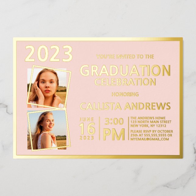 Minimal Real Gold Foil Frame Photo Graduation (Front)