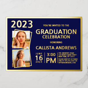 Minimal Real Gold Foil Frame Photo Graduation