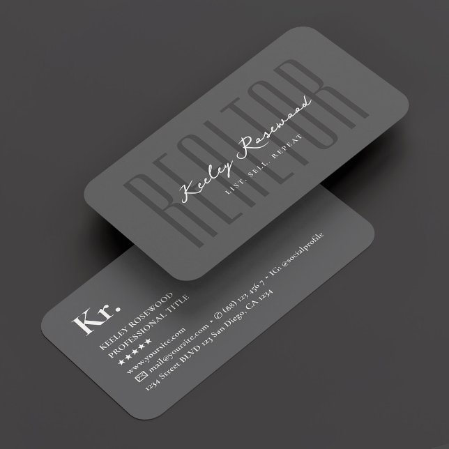 Minimal Realtor Real Estate Mortgage Grey Business Card (Minimal Realtor Real Estate Mortgage Dark Grey Business Card
)
