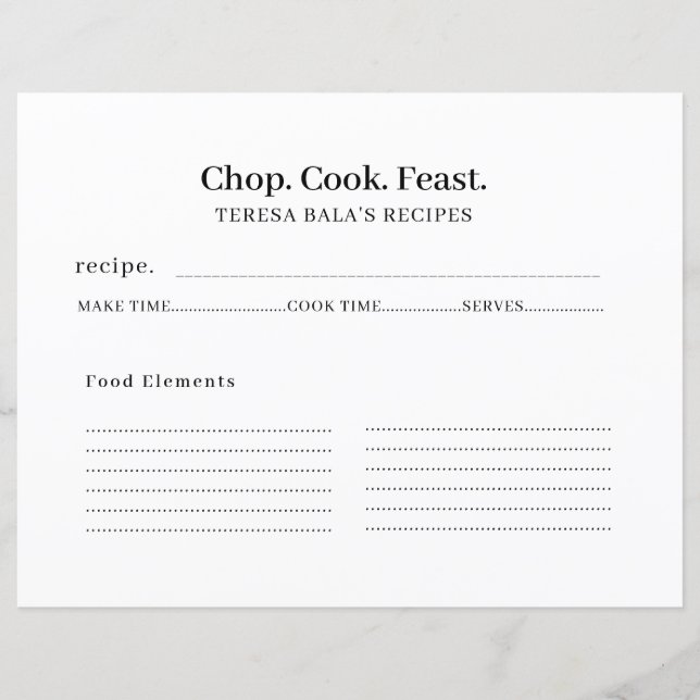 Minimal Recipe Binder Enclosure Design (Front)