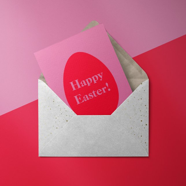Minimal red and pink egg Easter Holiday Postcard (Creator Uploaded)