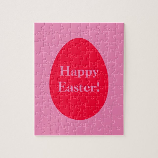 Minimal red and pink egg Easter Puzzle (Vertical)