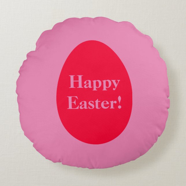 Minimal red and pink egg Easter Round Cushion (Front)