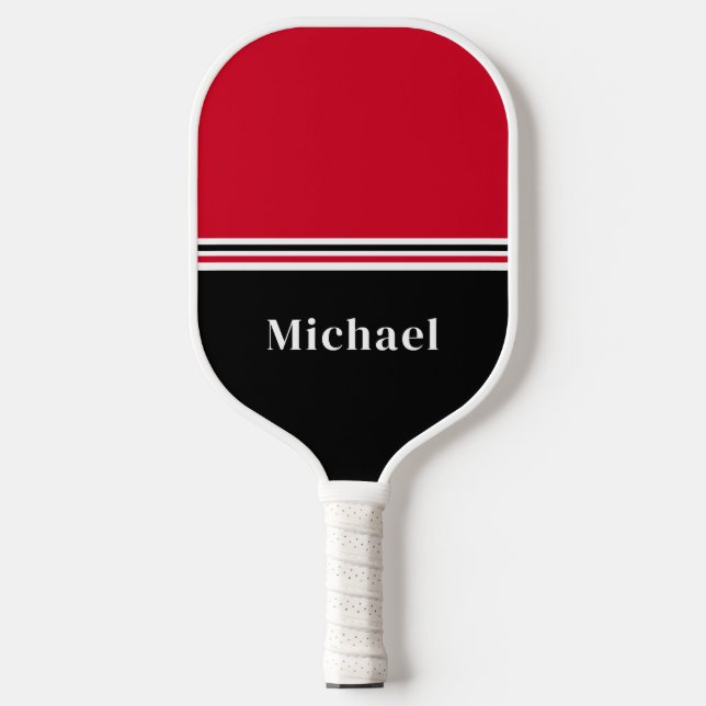 Minimal Red Black Pickleball Paddle (Front)
