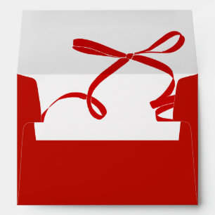 Minimal Red Bow Christmas Card Envelope