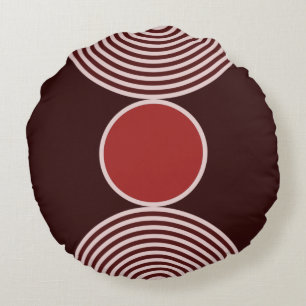 Minimal Red Circle Circular Pattern Round Pillow