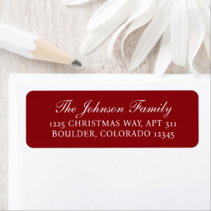 Minimal Red Elegant Christmas Return Address Label