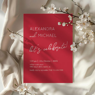 Minimal red Elegant Engagement Typography Invitation