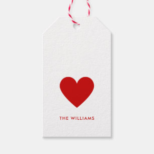 Minimal Red Heart Love Simple Modern Personalized Gift Tags