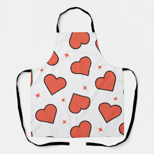 Minimal red heart pattern apron