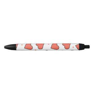 Minimal red heart pattern black ink pen