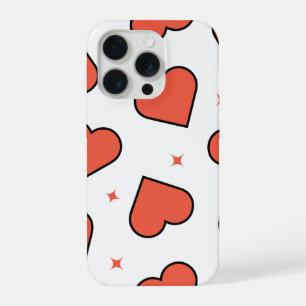 Minimal red heart pattern iPhone 15 pro case