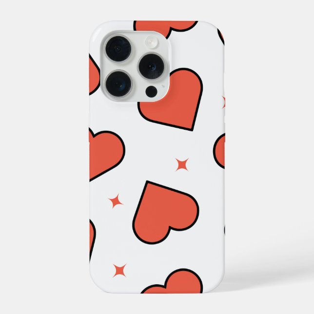 Minimal red heart pattern iPhone case (Back)