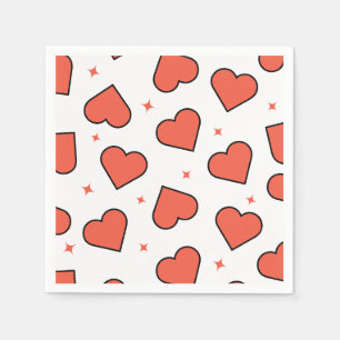 Minimal red heart pattern napkin